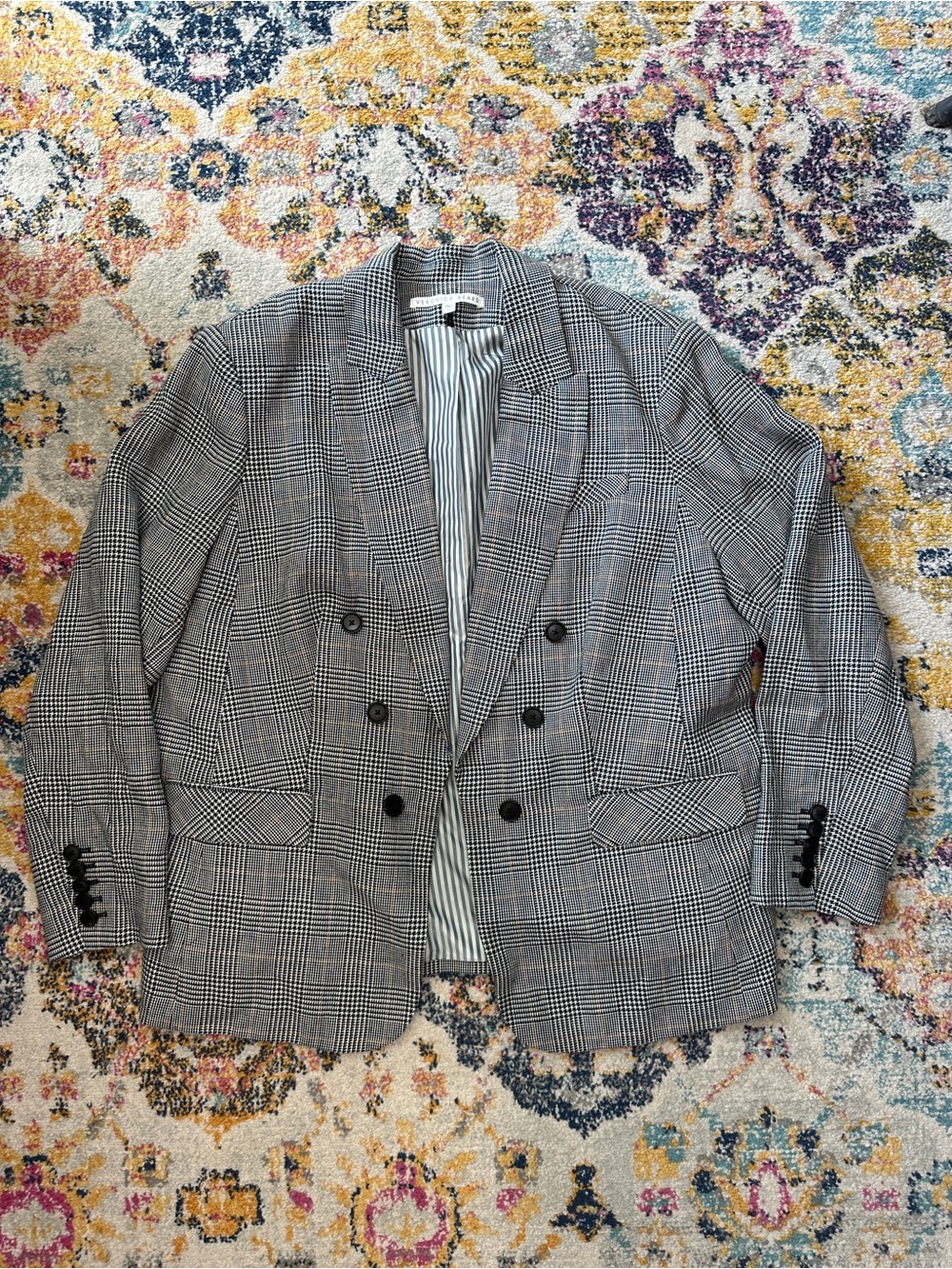 Veronica Beard Bexley Houndstooth Plaid Linen Dickey Jacket Blazer Size 24